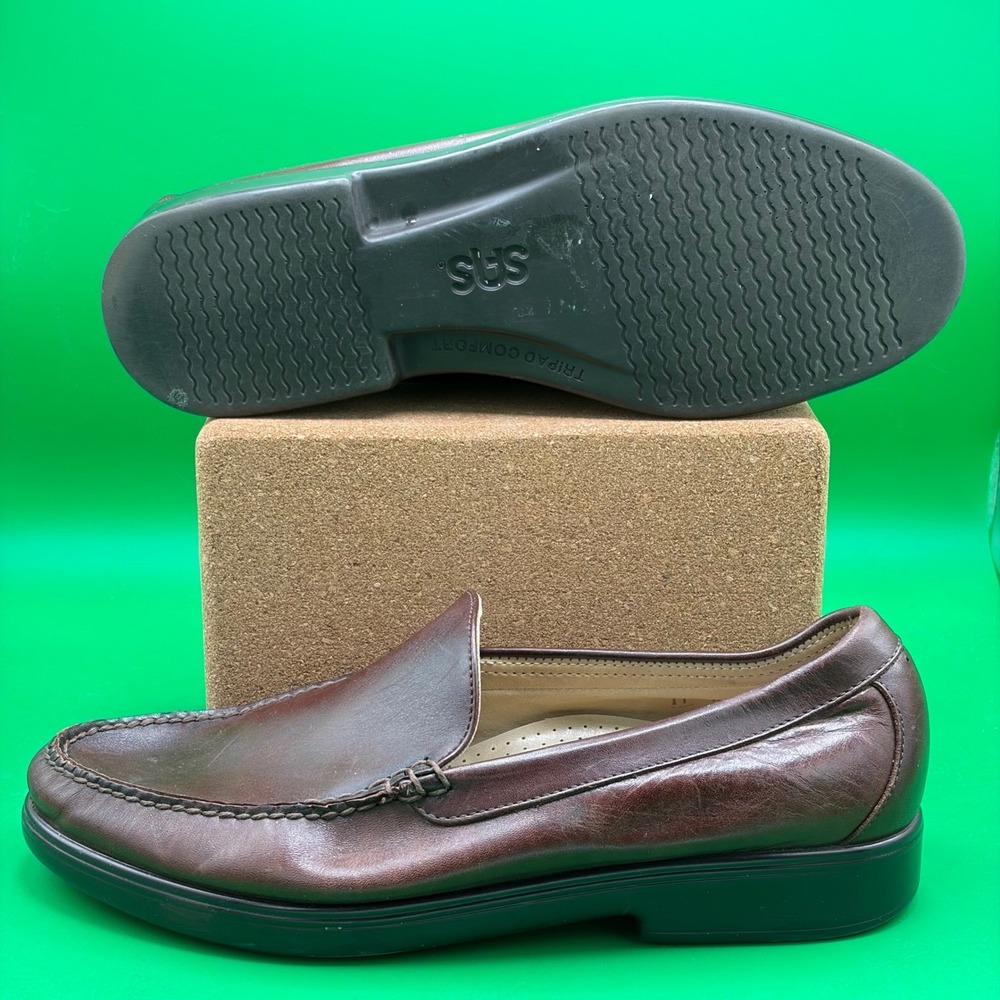 SAS Penny Loafers Mens 11 W Brown Leather Handsewn Tripad Comfort Slip On